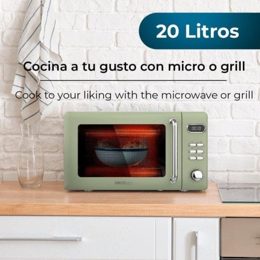 Mikrowelle Cecotec ProClean 5110 Retro Green 20L 700W mit Grill 8 Programme