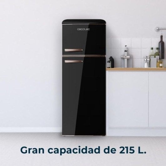 Frigorífico Dois Portas Cecotec Bolero CoolMarket 2D Origin 215 Black E Defrost 148,5cm 215L E Preto