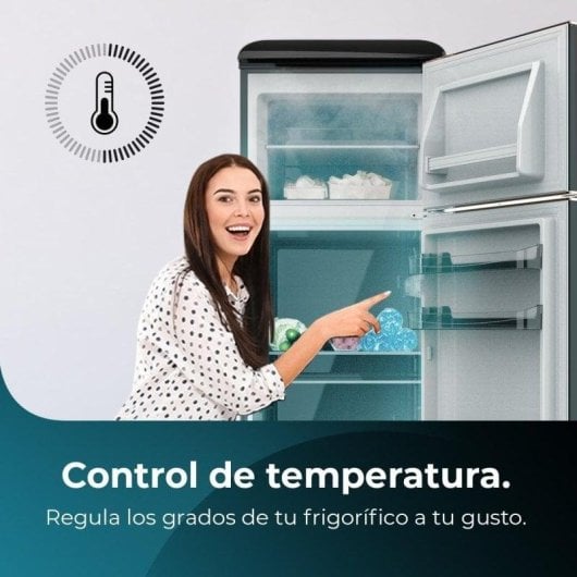 Frigorífico Dois Portas Cecotec Bolero CoolMarket 2D Origin 215 Black E Defrost 148,5cm 215L E Preto