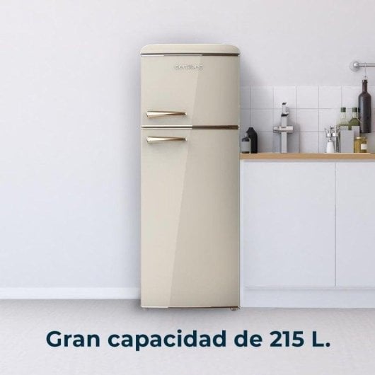 Frigorífico Dois Portas Cecotec Bolero CoolMarket 2D Origin 215 Defrost 148,5cm 215L E Bege