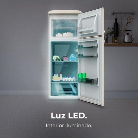 Frigorífico Dois Portas Cecotec Bolero CoolMarket 2D Origin 215 Defrost 148,5cm 215L E Bege