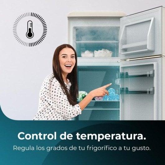Frigorífico Dois Portas Cecotec Bolero CoolMarket 2D Origin 215 Defrost 148,5cm 215L E Bege