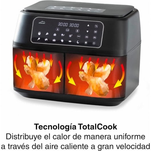 Lacor 69508 Duploair Heißluftfritteuse 9L 2x4,5L 2400W Schwarz