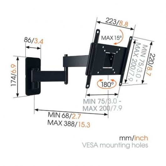 Vogel's MA 2040 Soporte TV Inclinable de 19" A 43" VESA 200x200 Max 15Kg Negro
