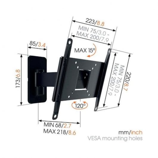 Vogel's MA2030-C1 Soporte TV Inclinable De 19" A 43" VESA 200 Max 15Kg Negro