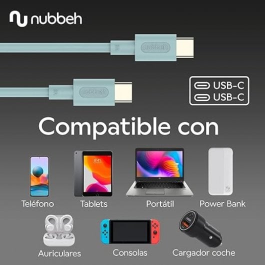 Cavo Nubbeh Elisium da USB-C a USB-C 1m 3A Turchese