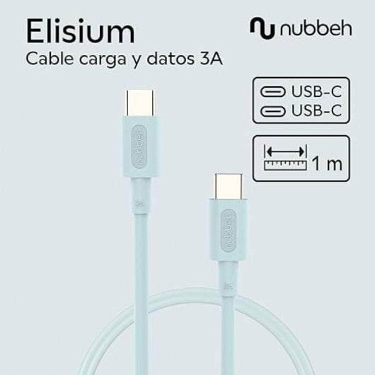 Nubbeh Elisium Cable USB-C a USB-C 1m 3A Turquesa