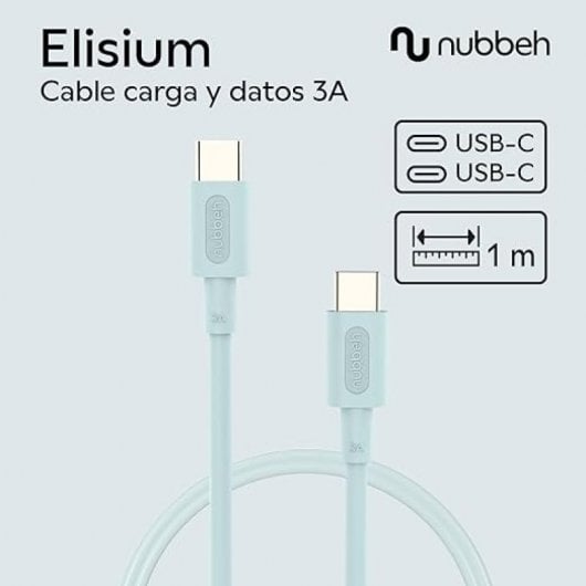 Cavo Nubbeh Elisium da USB-C a USB-C 1m 3A Turchese