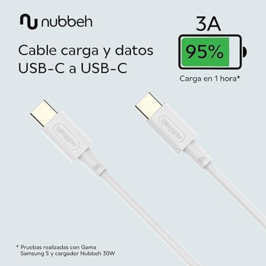 Nubbeh Elisium Cable USB-C a USB-C 1m 3A Blanco