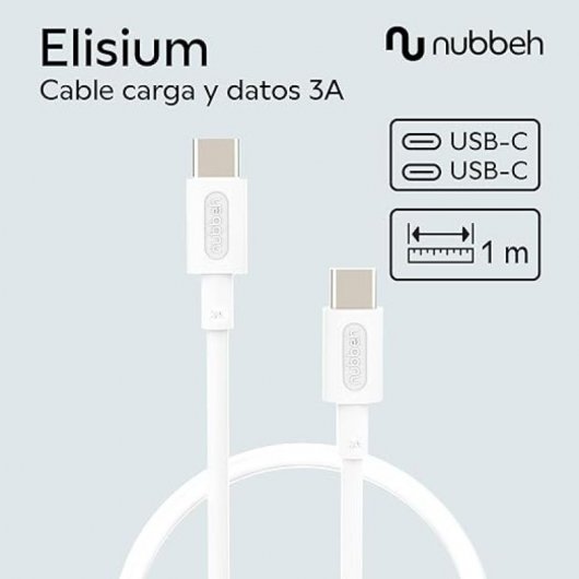 Nubbeh Elisium Cable USB-C a USB-C 1m 3A Blanco