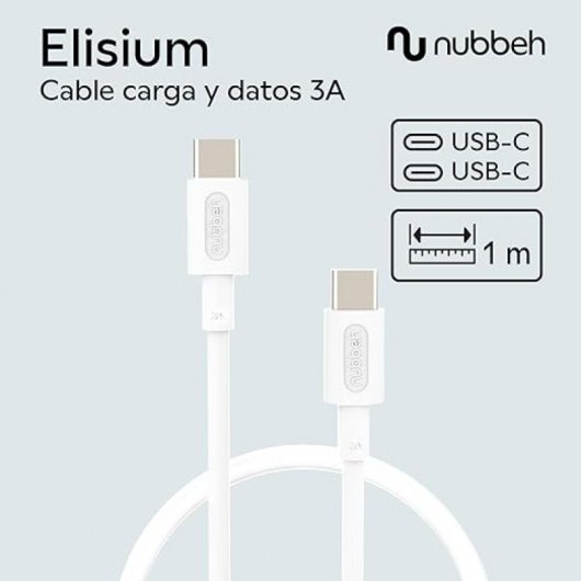 Cavo Nubbeh Elisium da USB-C a USB-C 1m 3A Bianco