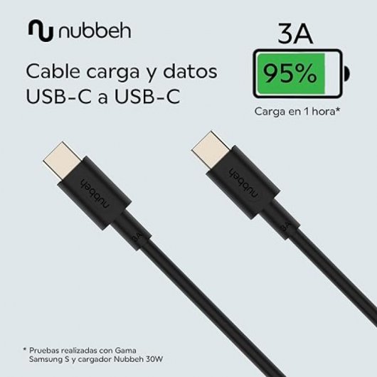 Nubbeh Elisium Cable USB-C a USB-C 1m 3A Negro