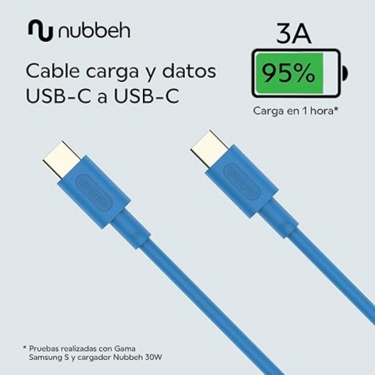 Nubbeh Elisium Cable USB-C a USB-C 1m 3A Azul