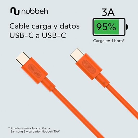 Nubbeh Elisium Cable USB-C a USB-C 1m 3A Naranja