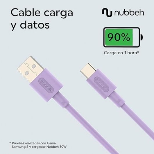 Nubbeh Elisium Cable USB-A a USB-C Tpe 1m 3A Lila
