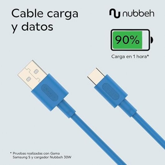 Nubbeh Elisium Cable USB-A a USB-C Tpe 1m 3A Azul