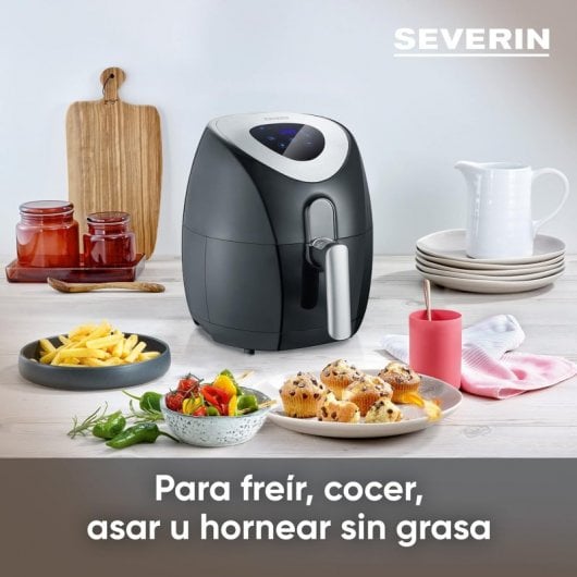 Severin FR 2430 Fritteuse Einzelbild 3,2 l Eigenständig 1500 W Heißluftfritteuse Schwarz, Edelstahl