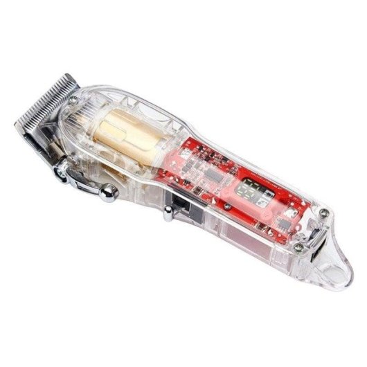 Máquina de Cortar Cabelo Profissional Klack Sem Fios 180min 4 Pentes Ajuste 0.2mm Corpo Transparente