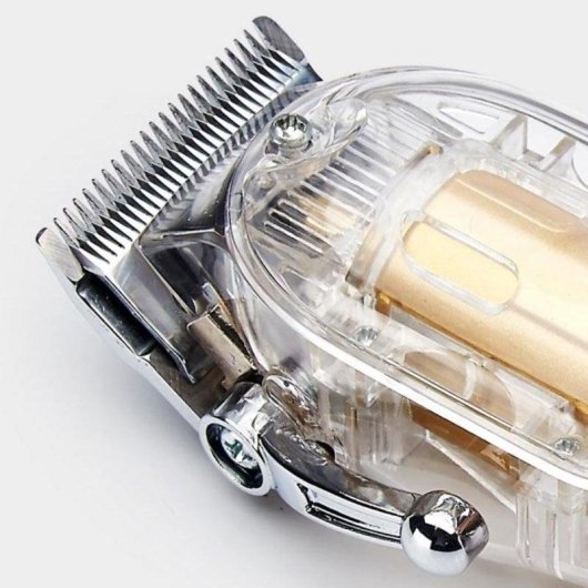 Máquina de Cortar Cabelo Profissional Klack Sem Fios 180min 4 Pentes Ajuste 0.2mm Corpo Transparente