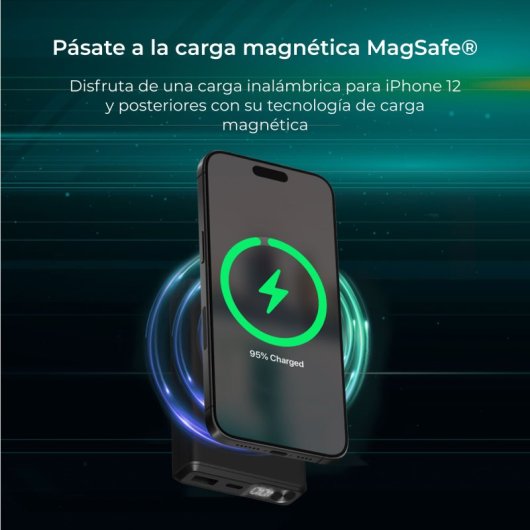 Ksix 10.000 Mah Powerbank Magnética Compatible Magsafe PD 22.5 W Negra