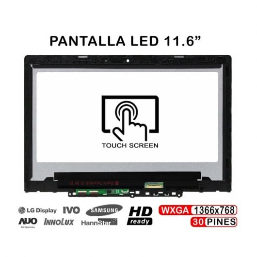Pantalla Led Táctil Con Marco De 11.6" Para Portátil Lenovo Chromebook 300e 2nd Gen 81qc Mtk Sin G-sensor