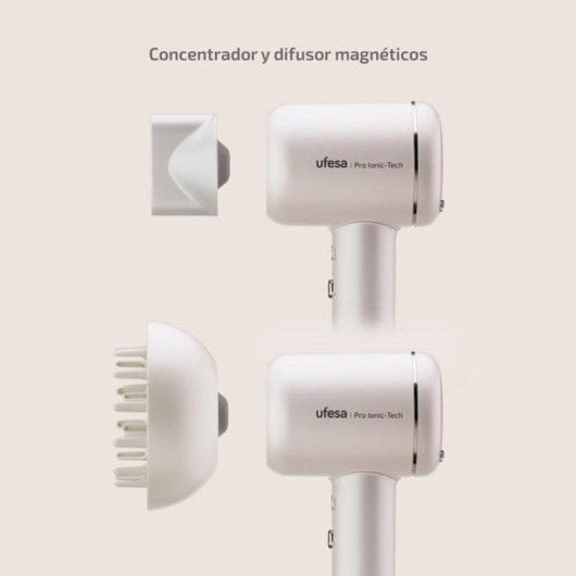 Ionen Föhn Ufesa Pro Ionic-Tech 1600W 3 Temperaturstufen 3 Geschwindigkeiten Digital Weiß