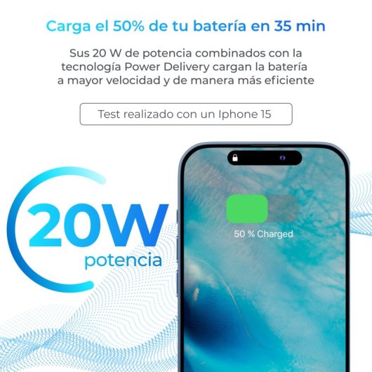 Ksix Magnetische Powerbank 5000 mAh kompatibel mit MagSafe / Power Delivery / 20 W / USB-A-zu-USB-C-Kabel