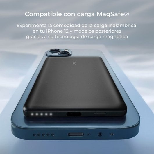 Ksix Magnetische Powerbank 5000 mAh kompatibel mit MagSafe / Power Delivery / 20 W / USB-A-zu-USB-C-Kabel