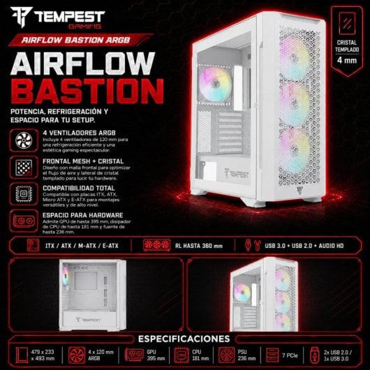 Tempest Airflow Bastion ARGB ATX Blanca