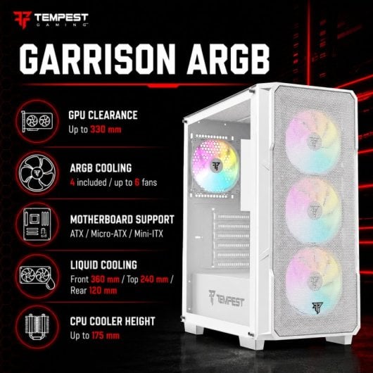 Tempest Airflow Garrison ARGB ATX Blanc