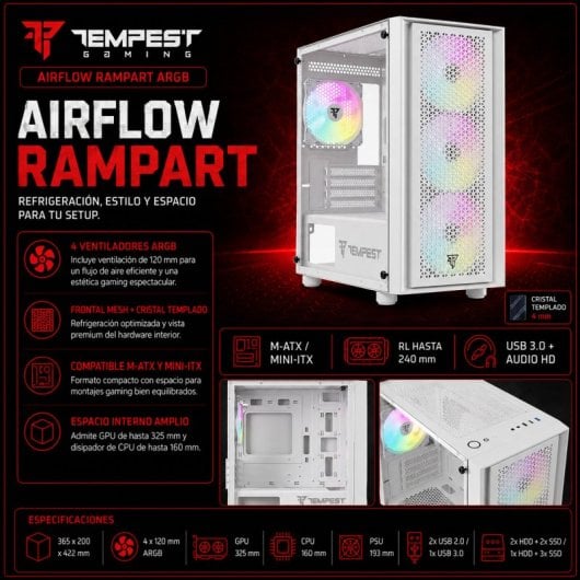 Tempest Airflow Rampart ARGB M-ATX Branca