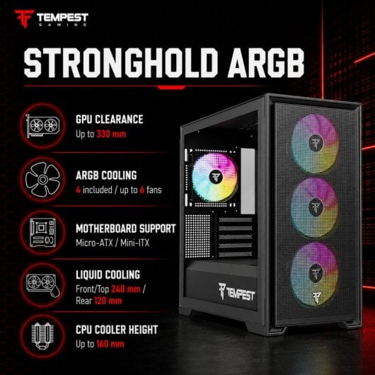 Tempest Airflow Stronghold ARGB M-ATX Negra