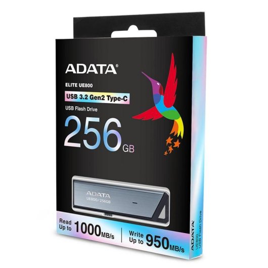 Unidad flash Adata UE800 256GB USB-C 3.2 Gen2 1000MB/s deslizable aluminio