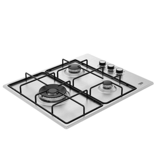 Beko HIGG 63125 SCX Placa de Gas 3 Zonas 60cm Acero Inoxidable