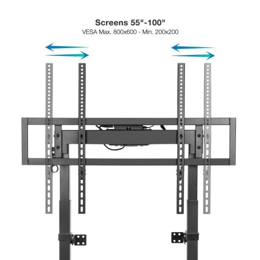 TooQ Titan Elektrischer fester Bodenständer für Fernseher von 55 bis 100 Zoll, VESA 800 x 600, bis zu 120 kg