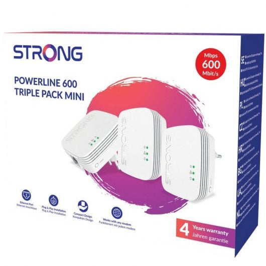 Strong Powerline 600 Triple Pack Mini 3x Adaptadores Powerline/PLC 600Mbit/s