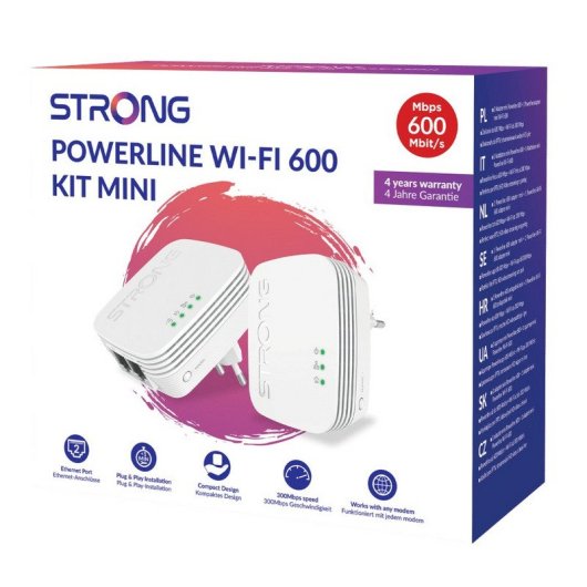 Strong Powerline Wi-Fi 600 Kit Mini Adaptadores Powerline/PLC 600 Mbit/s