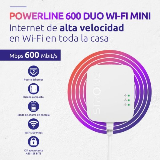 Strong Powerline Wi-Fi 600 Kit Mini Adaptadores Powerline/PLC 600 Mbit/s