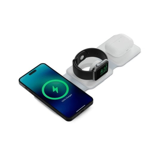 Ksix 3en1 Cargador Inalámbrico Plegable Carga Rápida 15W Blanco