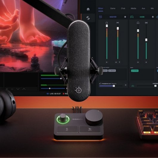 Steelseries Alias Pro Micrófono Condensador Cardioide XLR Negro + Mezclador de Canales
