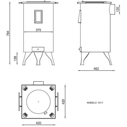 Heizgerät Holz Edm EDM Estufa de Leña Circular 8 kW Sichtfenster