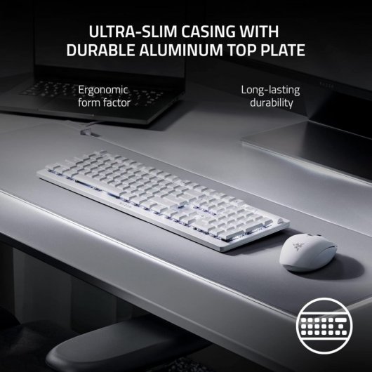 Razer Deathstalker V2 Pro Teclado Gaming Mecânico Branco Sem Fios RGB Switch Purple Layout USA