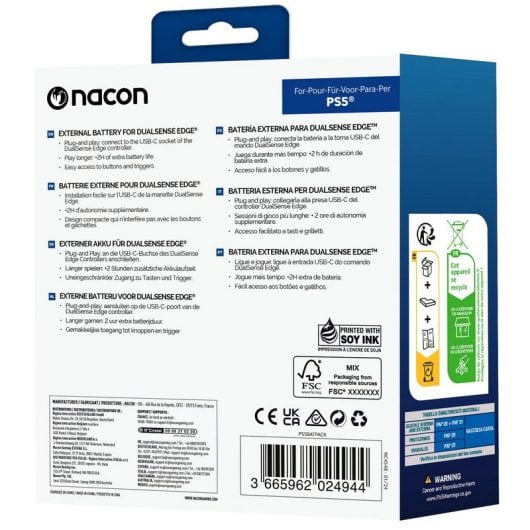 Nacon Batería Externa para Mando DualSense Edge de PS5 Negro