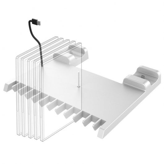 Supporto per cuffie e giochi Nacon con caricabatterie per controller PS5 DualSense bianco