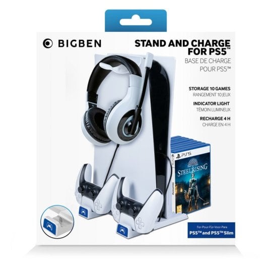 Supporto per cuffie e giochi Nacon con caricabatterie per controller PS5 DualSense bianco