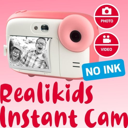 Agfa Photo Pack Realikids Instant CAM Rosa + SD 32GB + 3 Rollos Extra Papel Térmico ATP3WH
