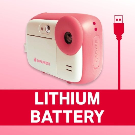 Agfa Photo Pack Realikids Instant CAM Rosa + SD 32GB + 3 Rollos Extra Papel Térmico ATP3WH