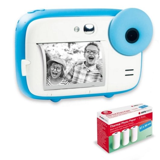 Agfa Photo Pack Realikids Instant CAM Blu + 3 rotoli extra di carta termica ATP3WH