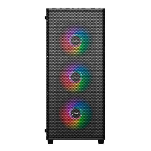 UNYkach Mir 100 Caja ATX Gaming Cristal Templado Lateral y 4 Ventiladores ARGB Negra