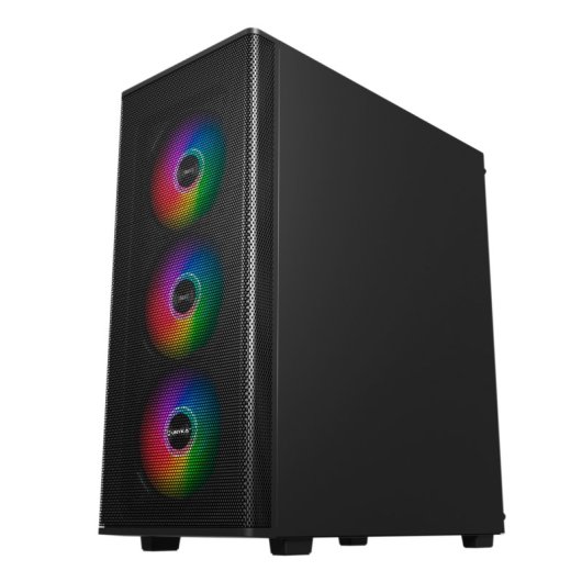 UNYkach Mir 100 Caja ATX Gaming Cristal Templado Lateral y 4 Ventiladores ARGB Negra